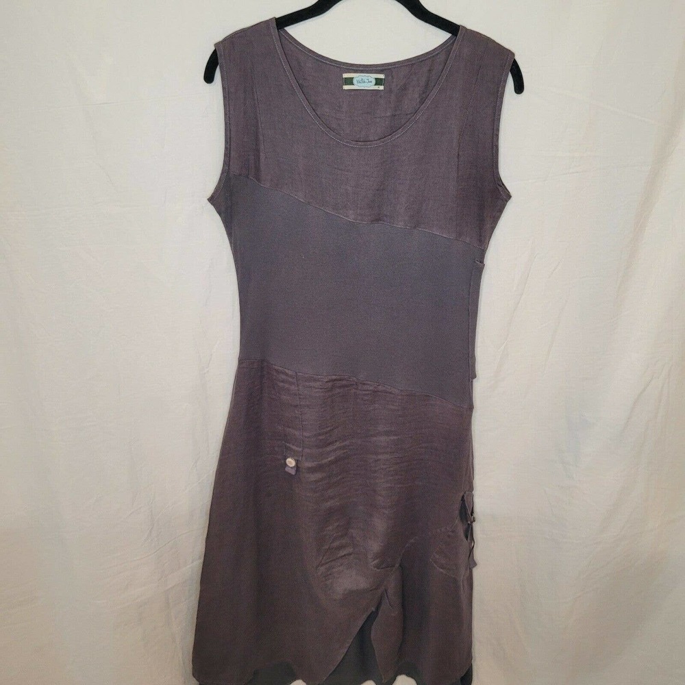 Matilda Jane Linen and cotton Asymmetrical Dress Grey Medium